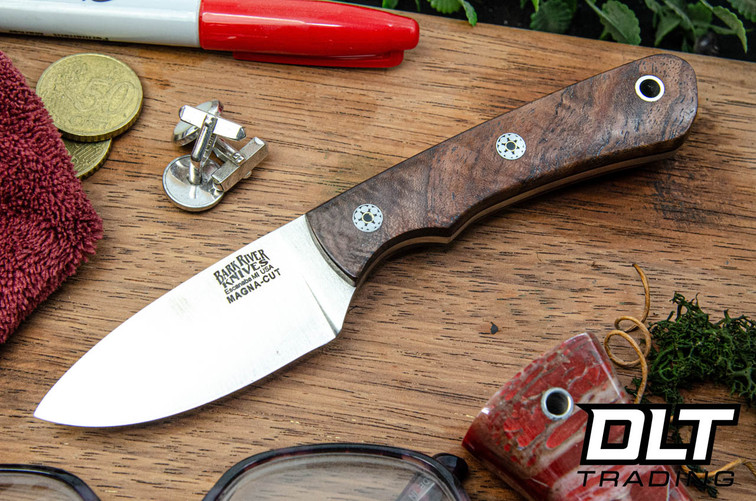 Bark River PSK EDC MagnaCut Walnut Burl - Black Liners - Mosaic Pins