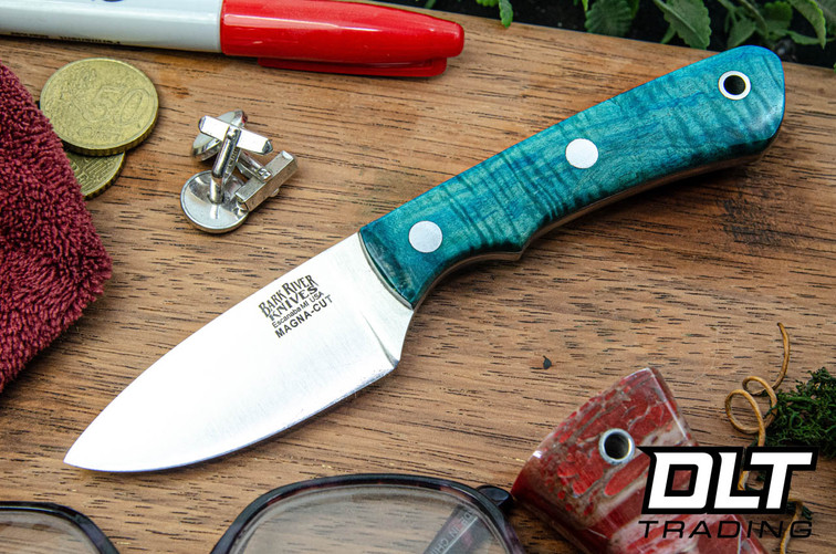 Bark River PSK EDC MagnaCut Teal Tigertail Maple Burl - Gray Liners