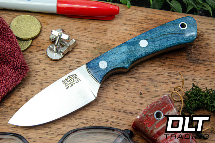 Bark River PSK EDC MagnaCut Sky Blue Maple Burl - Coyote Brown Liners