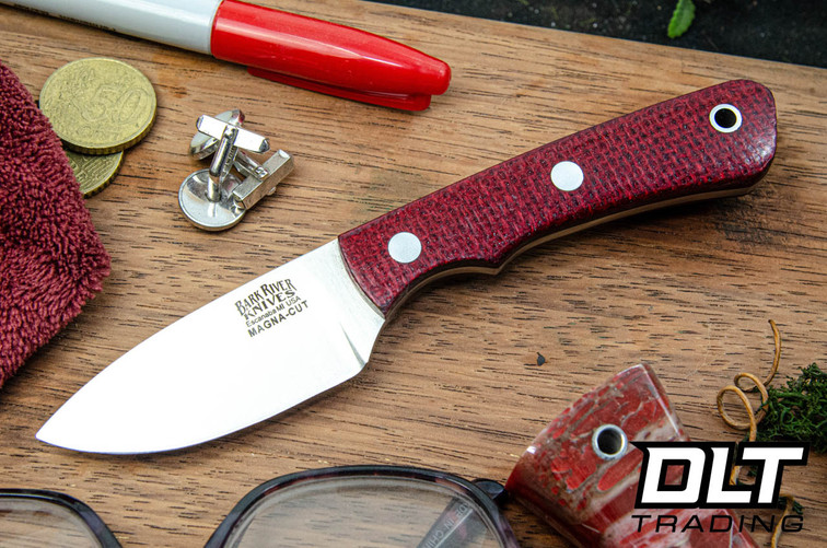 Bark River PSK EDC MagnaCut Crimson Burlap Micarta - Black Liners Bark River PSK EDC MagnaCut Crimson Burlap Micarta - Black Liners