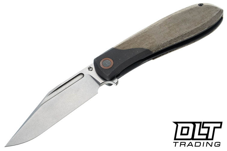 Jack Wolf Scuffle - Green Linen Micarta - Stonewash S90V Blade