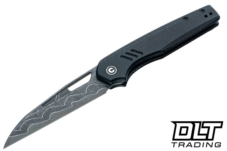 CIVIVI Knives 24062B-DS1 Guile - Black Canvas Micarta - Damascus Blade