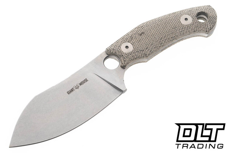 GiantMouse GMF1-XL - Green Canvas Micarta - Stonewash N690 Blade