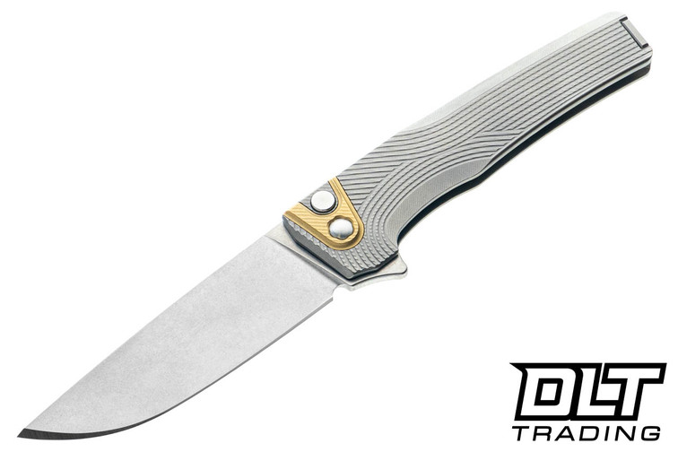 MachineWise Sonora - Streamline Textured Titanium - Brass Bolster - S90V Stonewash Blade