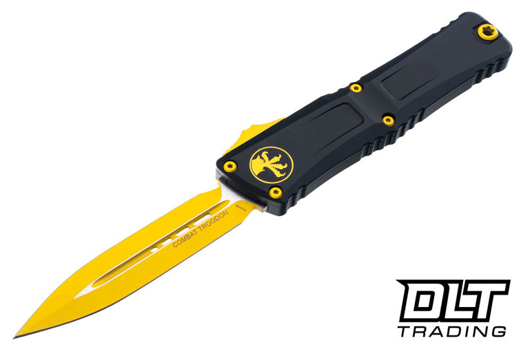 Microtech 1142-1CYSK Combat Troodon Gen III D/E - Black Handle - Corvette Yellow Cerakote Blade