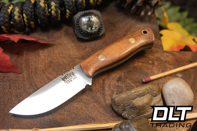 Bark River Micro Bravo CPM 154 Natural Canvas Micarta - Brass Pins - Matte