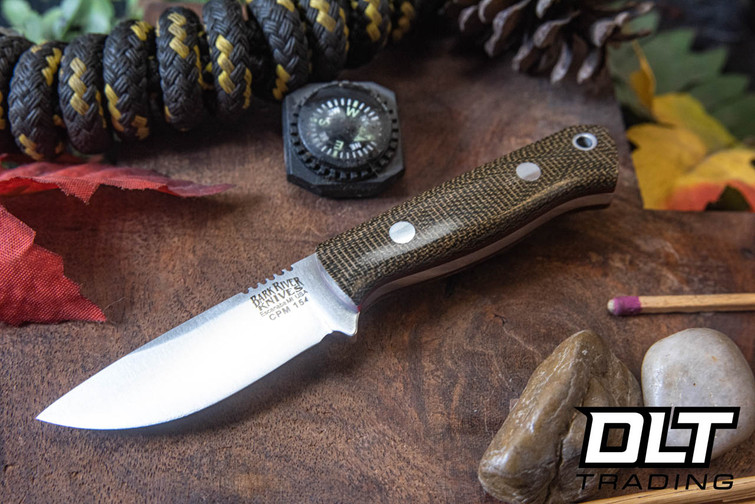 Bark River Micro Bravo CPM 154 Green Canvas Micarta - Red Liners