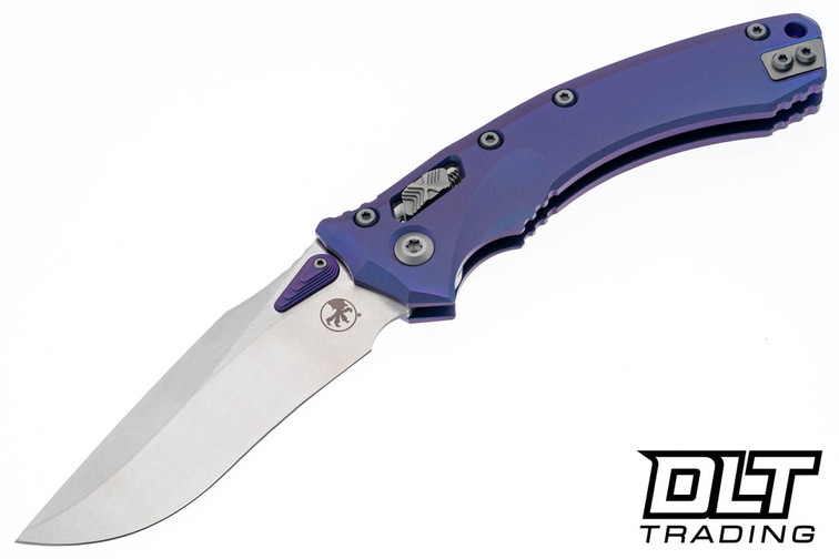 Microtech 137RL-10MS5 Amphibian Ram-Lok - Purple Backspacer - Purple Haze Anodized Titanium - Stonewash Blade