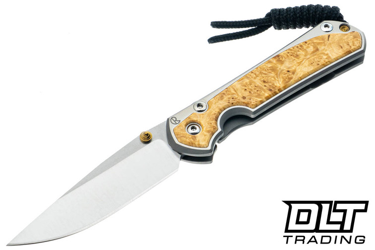 Chris Reeve Small Sebenza 31 - Polished Titanium & Blade - Box Elder Inlay - #44