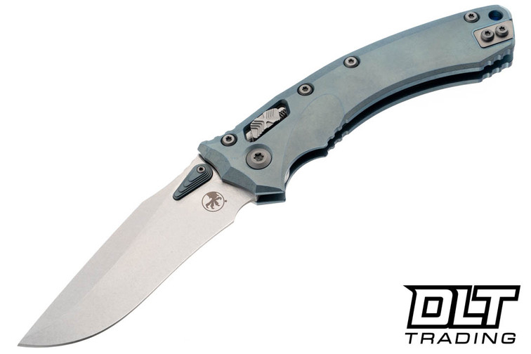 Microtech 137RL-10MS6 Amphibian RAM-LOK Marfione Select - Blue Backspacer - Ice Blue Anodized Titanium - Stonewash Blade