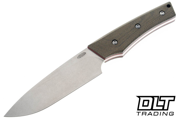 Three Rivers Manufacturing Red Line - OD Green Micarta - Red Liners - Tumbled 20CV Blade - Leather Sheath