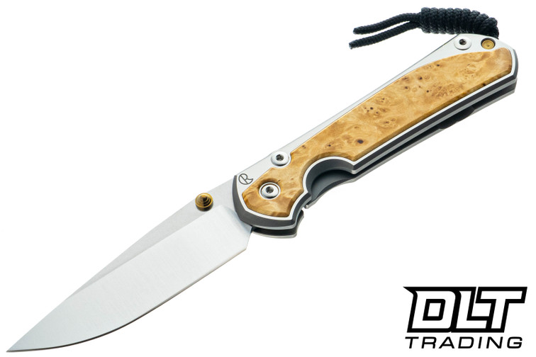 Chris Reeve Large Sebenza 31 - Polished Titanium & Blade - Box Elder Inlay - #33
