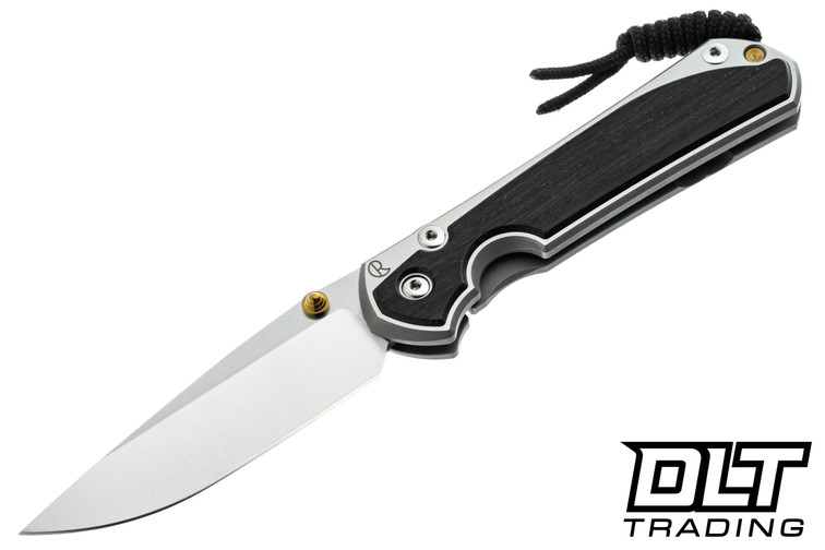Chris Reeve Large Sebenza 31 - Polished Titanium & Blade - Bog Oak Inlay - #38