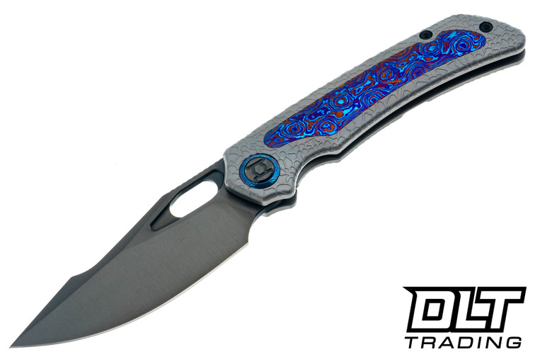 Kunwu Jericho - Honeydew Bead Blast Textured Titanium - Timascus Inlay - Satin DLC Vanax Blade
