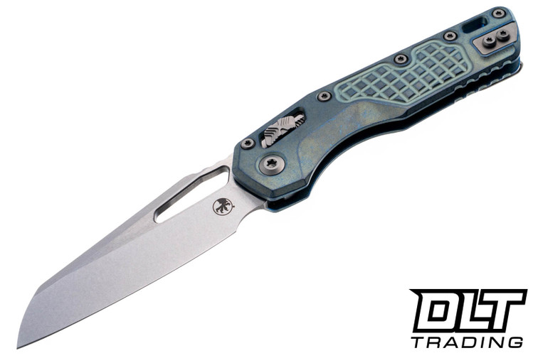 Microtech 210-10FRMS6 MSI Ram-Lok - Ice Blue Frag Titanium - Blue Accents - Stonewash Blade - Marfione Select