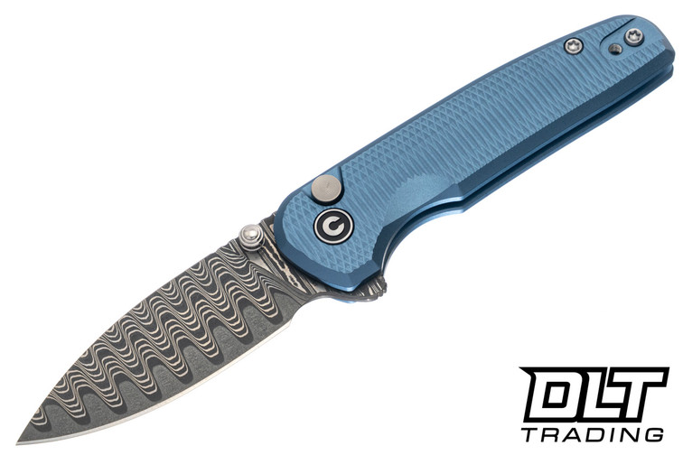 Civivi Mini Shakan C20052F-DS1 - Ripple Blue Aluminum - Damascus Blade