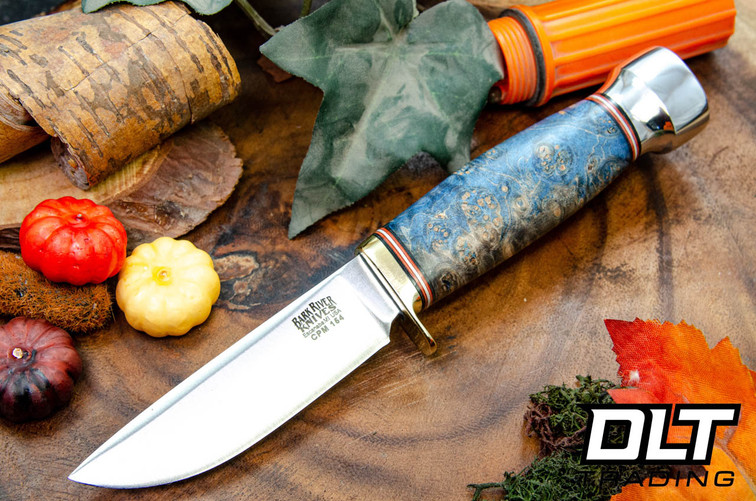 Bark River Mini Manitou CPM-154 Blue & Coral Maple Burl #1