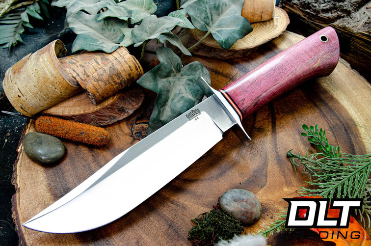 Bark River 1909 Michigan Bowie 7" A2 Saber Handle - Pink Spalted Maple Burl #2