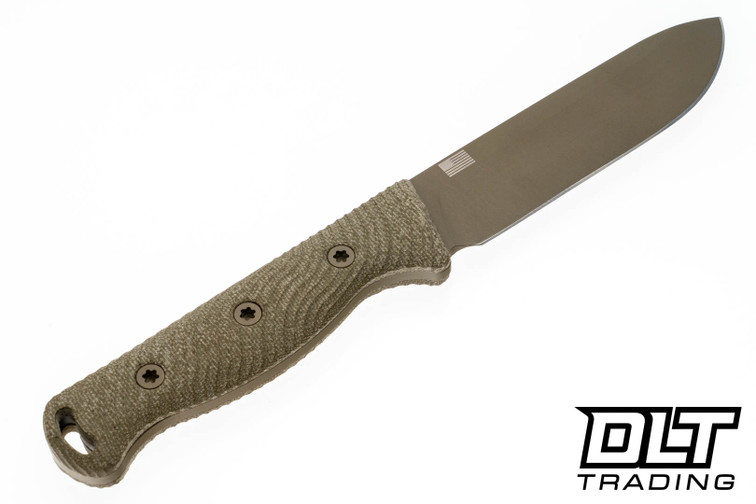 Hellbender Mudpup - OD Green Canvas Micarta - Coyote River Wash Cerakote MagnaCut Blade