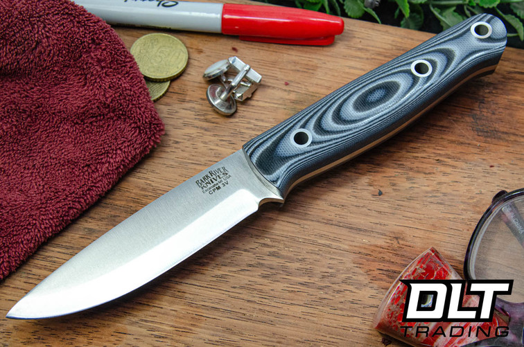 Bark River Blade Raid Bushcrafter LT 3V Midnite Tiger G-10 - Hollow Pins