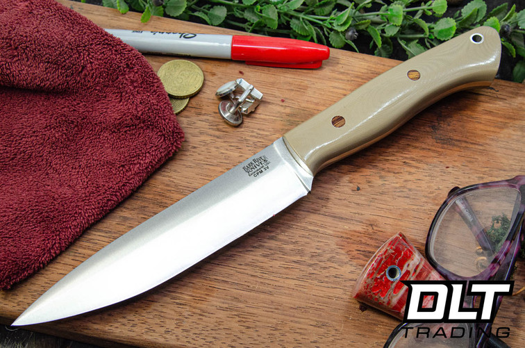 Bark River Blade Raid Aurora II 3V Tan G-10 - Natural Pins