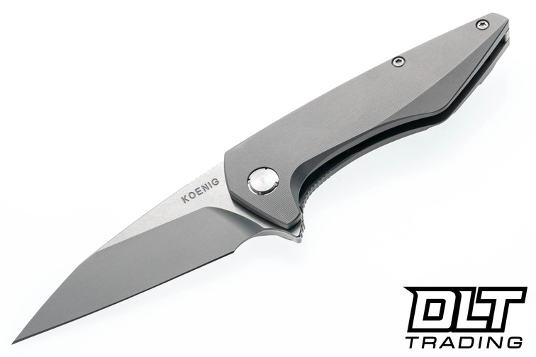 Koenig Mini Goblin - Smooth Titanium - Burnished Blade - Polished Flats - Silver Hardware