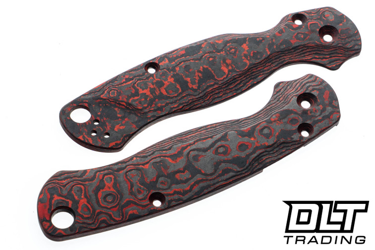Flytanium Spyderco Paramilitary 2 Lotus Scales - Lava Flow Fat Carbon Fiber