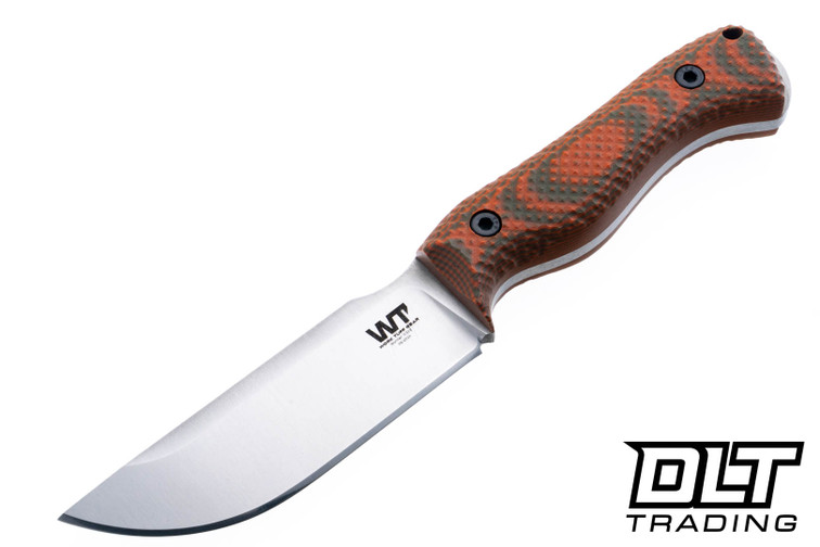 WTG Nomad Bushcrafter - K329 Satin Blade - Hunter Orange Gator Grip G-10 - Black Kydex