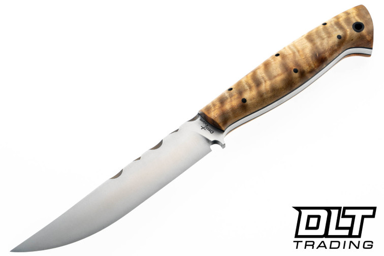 Cross Knives Old Timer 2.0 Filework - Curly Cottonwood - Black Liners - Black G-10 Pins