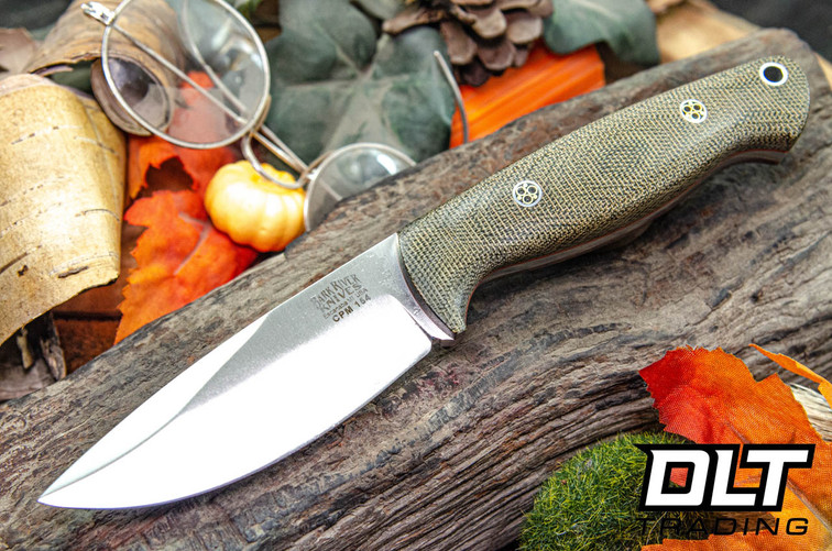 Bark River North Country EDC CPM-154 Green Canvas Micarta - Red Liners - Mosaic Pins