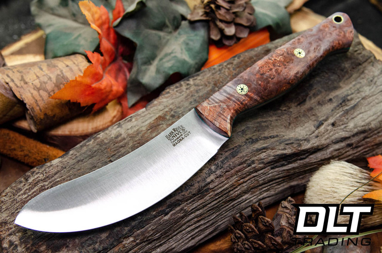 Bark River Fox River EXT-1 Skinner MagnaCut Rose & Lavendar Maple Burl - Green Liners - Mosaic Pins