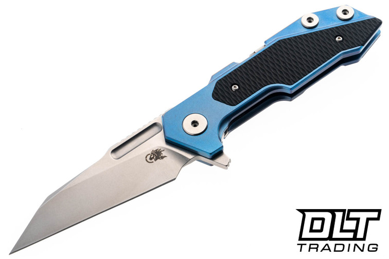 Hinderer Full Track Wharncliffe S45VN - Blue Anodized Titanium - Stonewashed Blade - Black G-10
