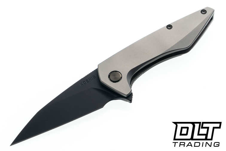 Koenig Mini Goblin - Smooth Titanium - Matte Black DLC Blade - Black DLC Clip & Hardware