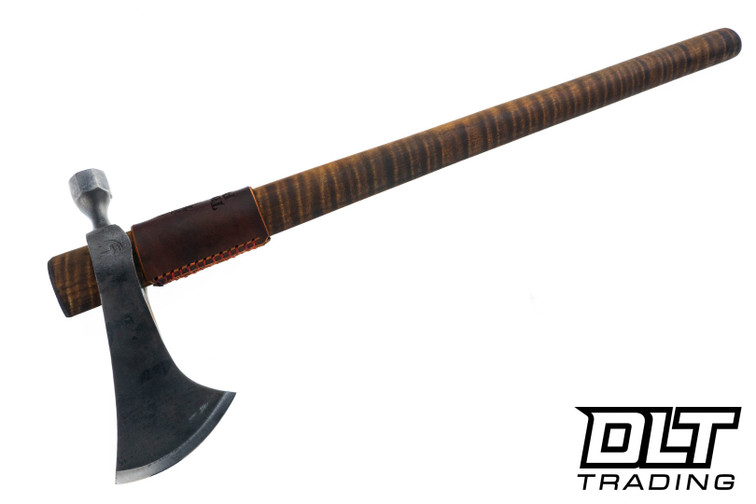 Thorson Forge Premium Solid Bowl Pipe Hawk - Hand Forged 1095 - Curly Maple #1