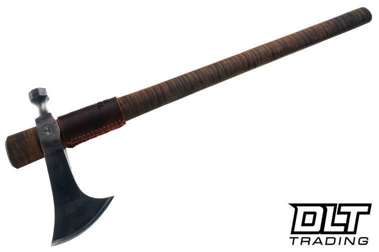 Thorson Forge Premium Solid Bowl Pipe Hawk - Hand Forged 1095 - Curly Maple #6