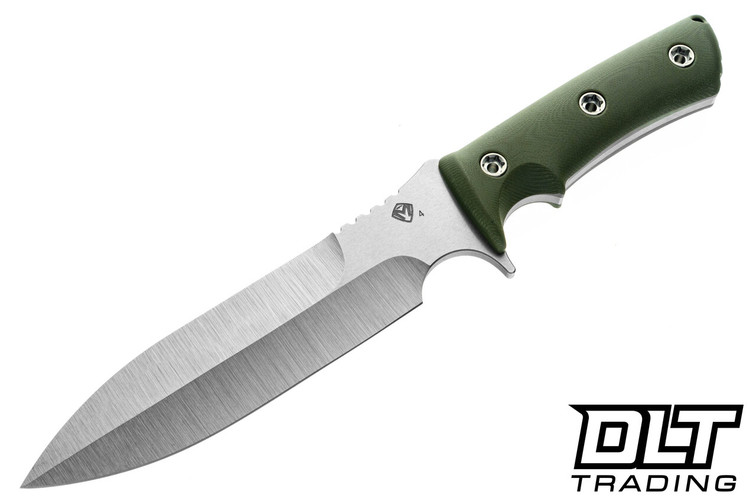 Medford Jungle Fighter fixed blade knife with Tumbled S45VN and OD Green G-10 handle. 