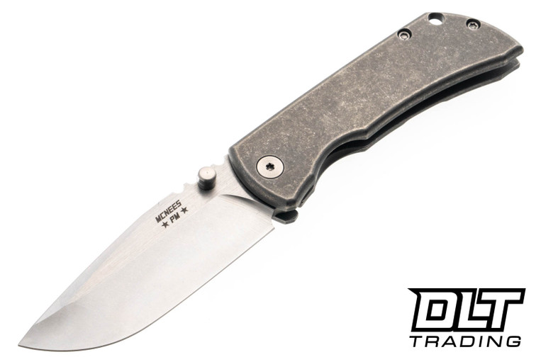 McNees PM Mac 2 3" - Hollow Grind - Atomic Stonewashed Titanium - Satin Hardware - Satin Stonewash Blade