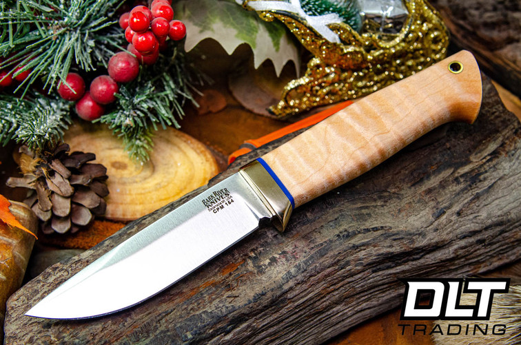 Bark River Bark River - Szugyi Pigeon River CPM-154 Forged Bronze Guard - Curly Maple - Blue Spacer