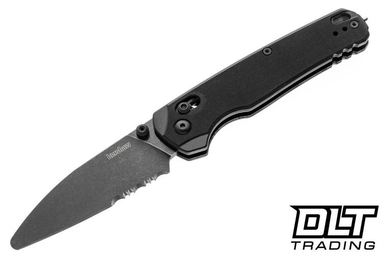 Kershaw Bel Air XL EMT 6110EMT with blunt-tip serrated MagnaCut blade and black G-10 handle. 