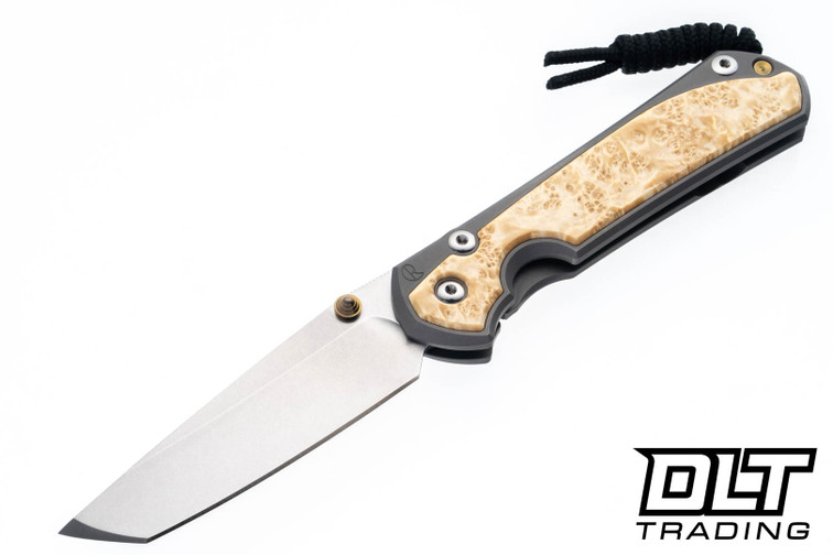 Chris Reeve Large Sebenza 31 - Tanto - Glass Blasted Titanium - Box Elder Inlay - #18