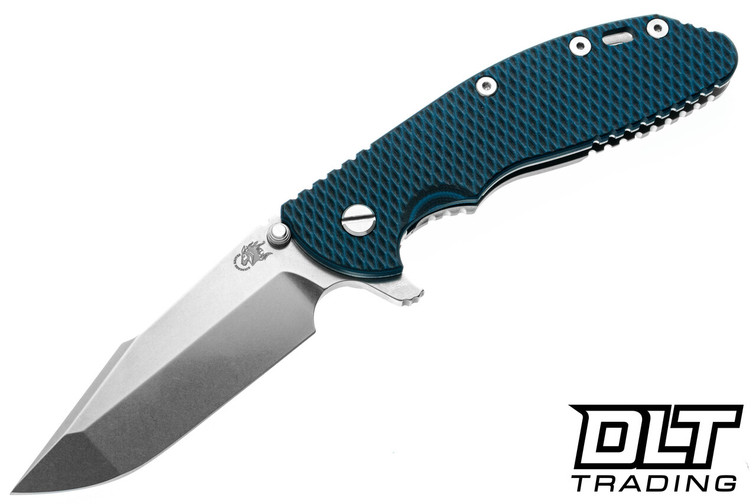 Hinderer XM-24 Harpoon Spanto S45VN - Stonewashed Titanium & Blade - Blue & Black G-10