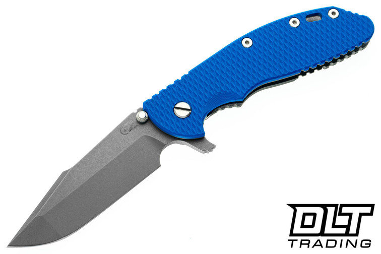Hinderer XM-24 Harpoon Spanto S45VN - Working Finish Titanium & Blade - Blue G-10