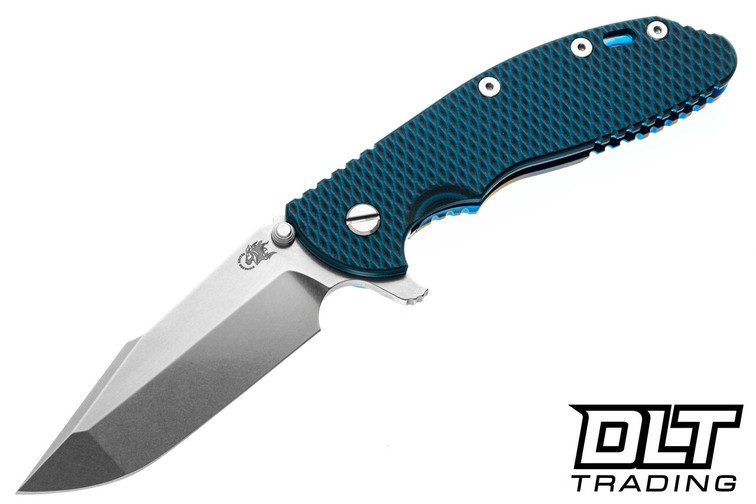 Hinderer XM-24 Harpoon Spanto S45VN - Blue Anodized Titanium - Stonewashed Blade - Blue & Black G-10