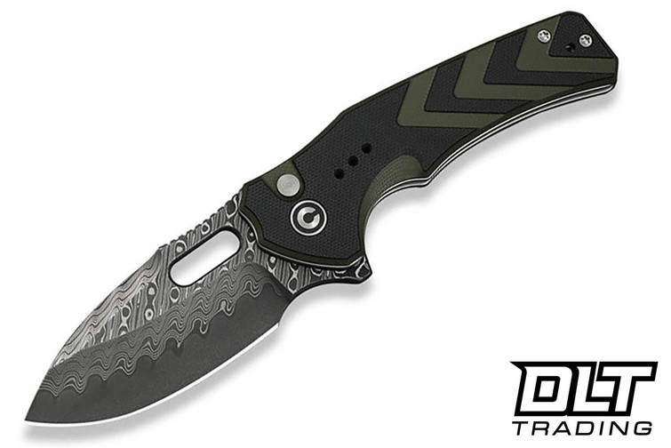 Civivi Knives Vexron Flipper C24066-DS1 - Milled Black & Green G-10 - Damascus Blade