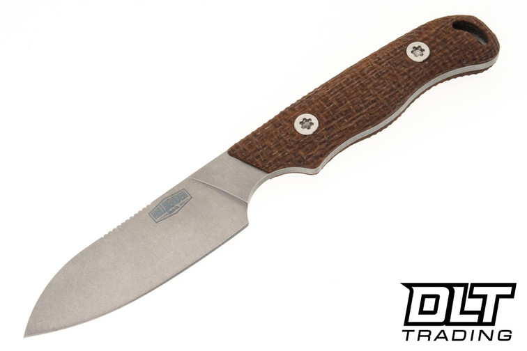Hellbender Ranch Hand - Stonewash Tumbled MagnaCut Blade - Burlap Micarta