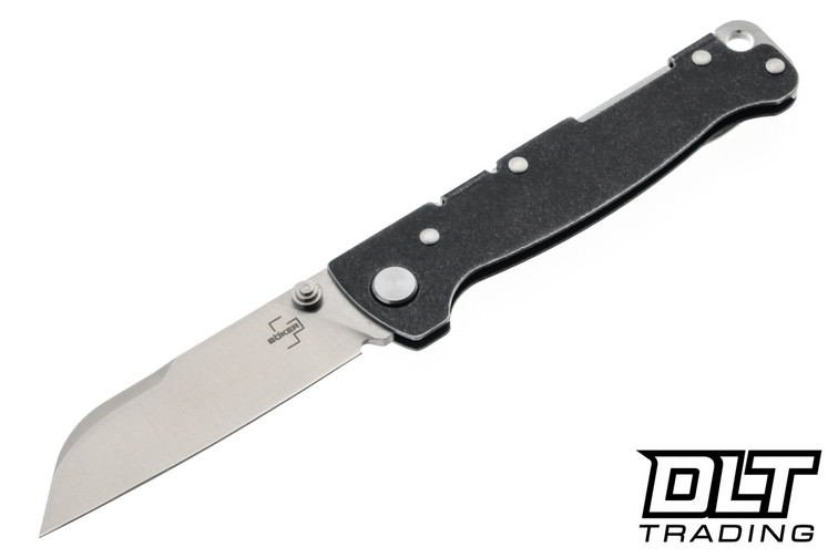 Boker Atlas Sheepsfoot TS - Black Stonewash Stainless Steel Handle - D2 Satin Blade