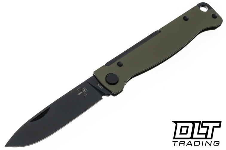 Boker Atlas - OD Green Stainless Steel - Black Stonewash 14C28N Blade