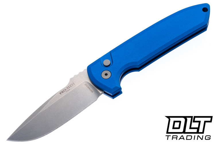 Pro-Tech Rockeye - Blue Aluminum Handle - Stonewashed MagnaCut