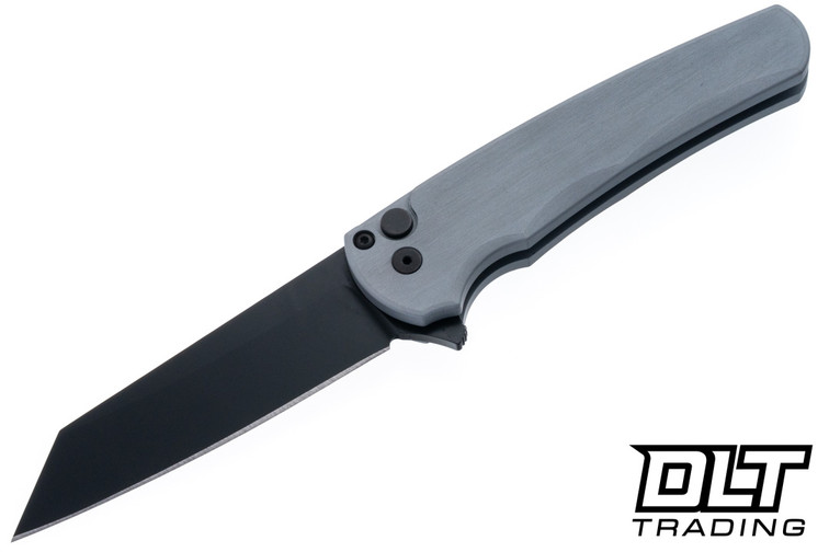 Pro-Tech Malibu Reverse Tanto - Grey Aluminum Handle - Black DLC MagnaCut Blade
