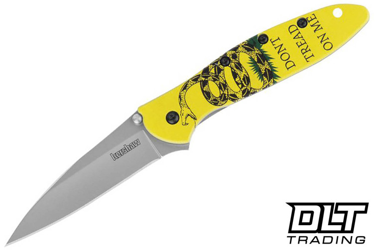 Kerhsaw Leek 1660GADS - Don't Tread on Me Aluminum Handle - Stonewash 14C28N Blade